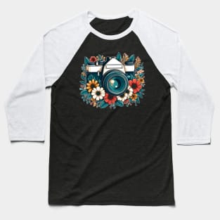 Floral Camera Baseball T-Shirt